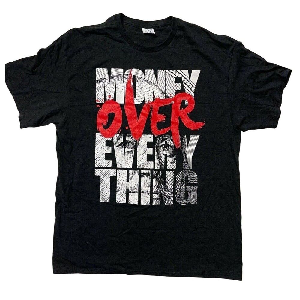 "Money Over Every Thing" Delta Pro Weight Men's Graphic Black T-Shirt Size XL